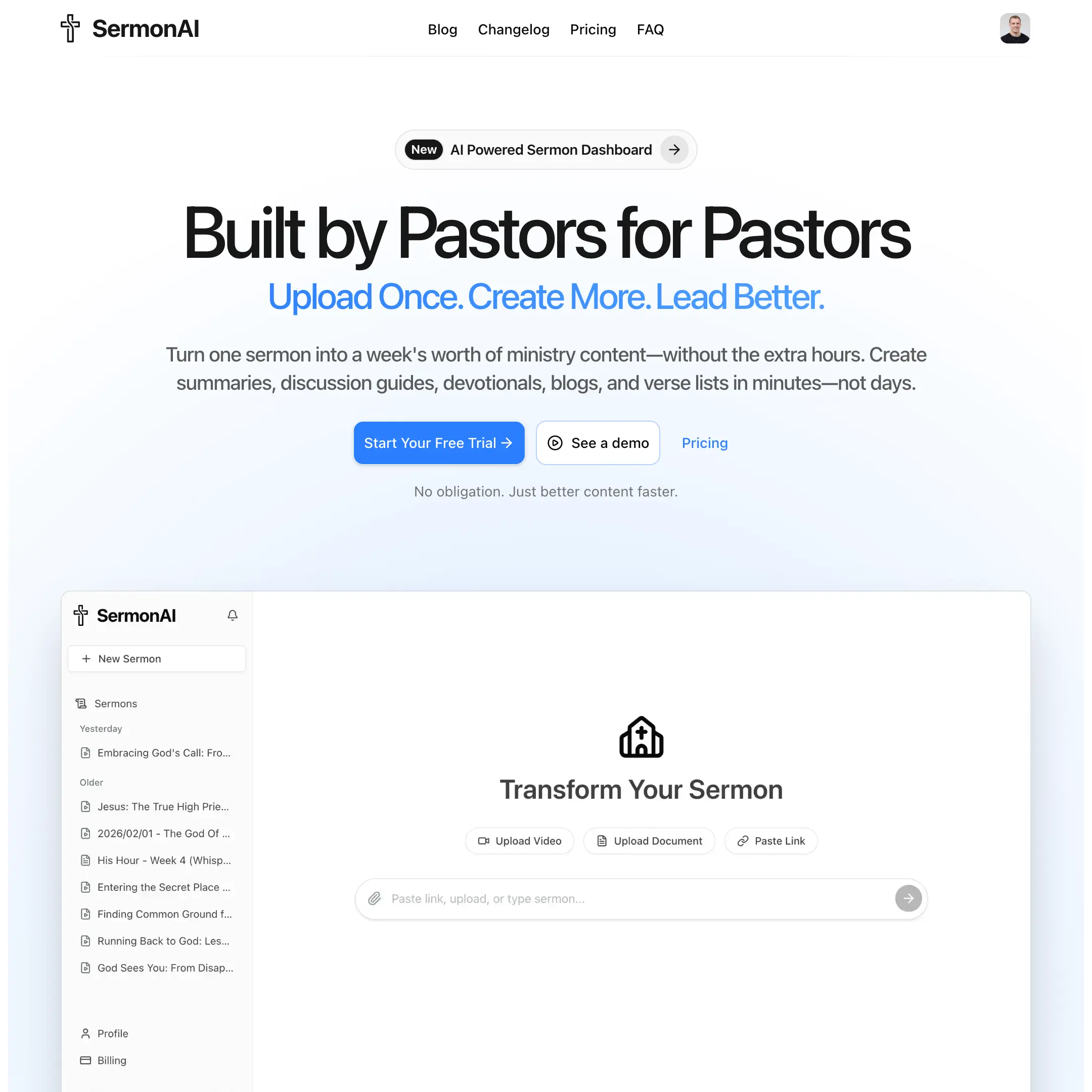SermonAI sermon detail and output review